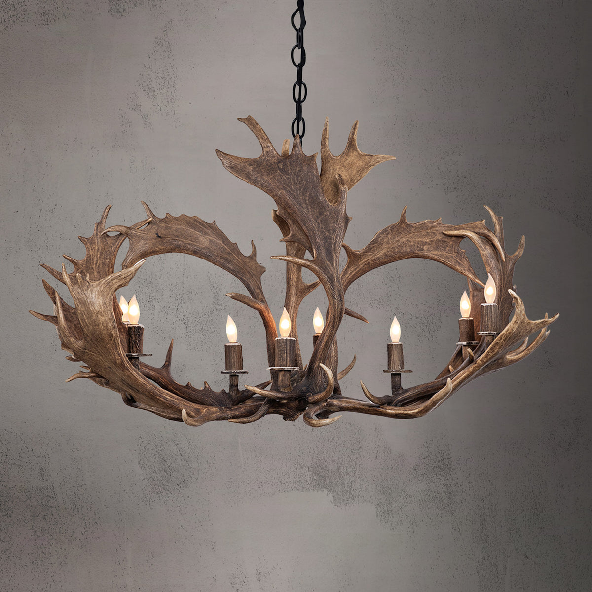 8 Light Elongated Fallow Antler Chandelier