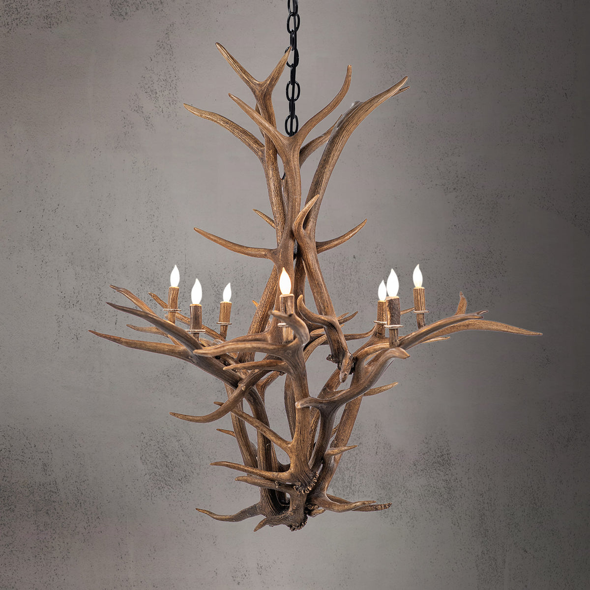 8 Light Inverted Elk Antler Chandelier