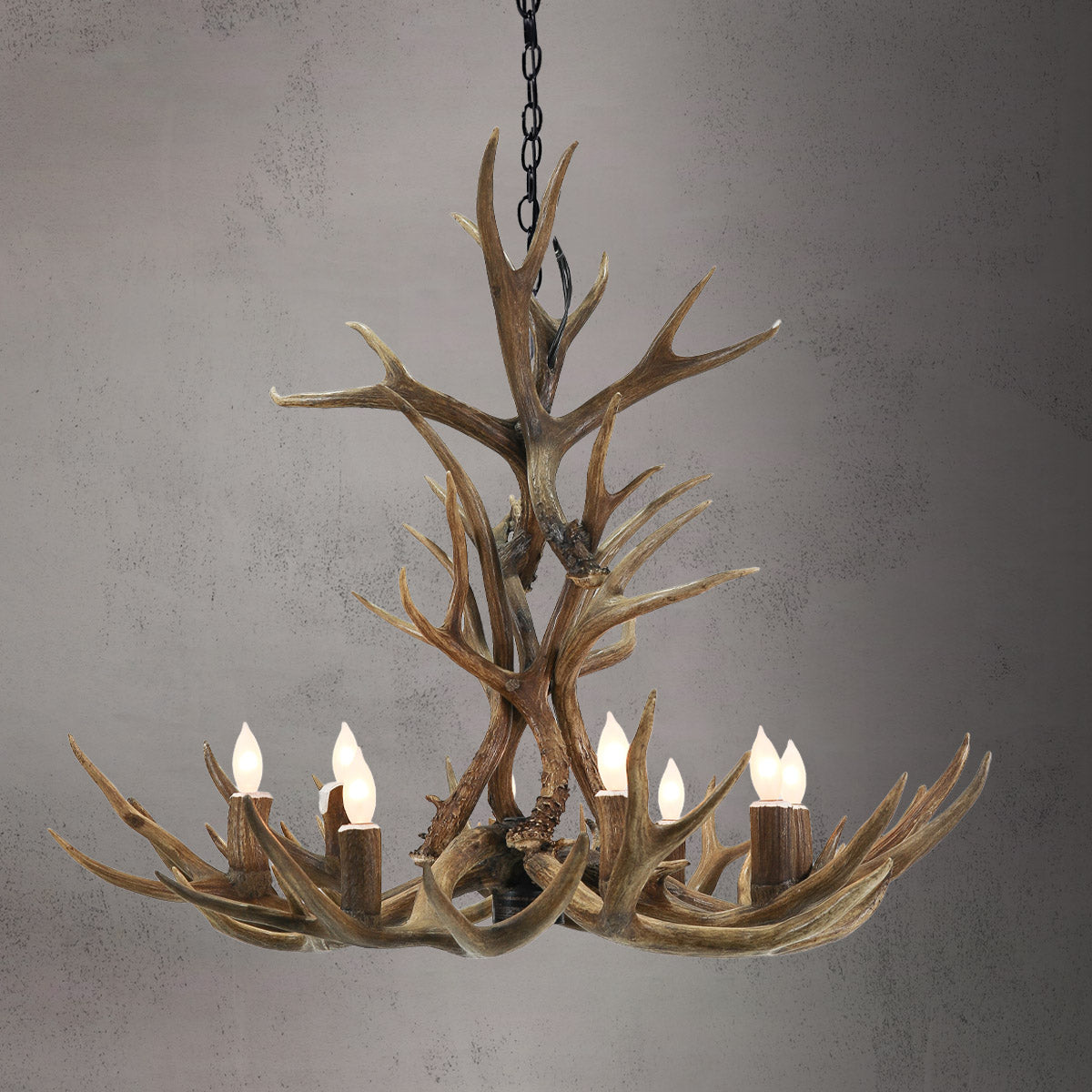 8 Light Tall Mule Deer Antler Chandelier - AWC-3