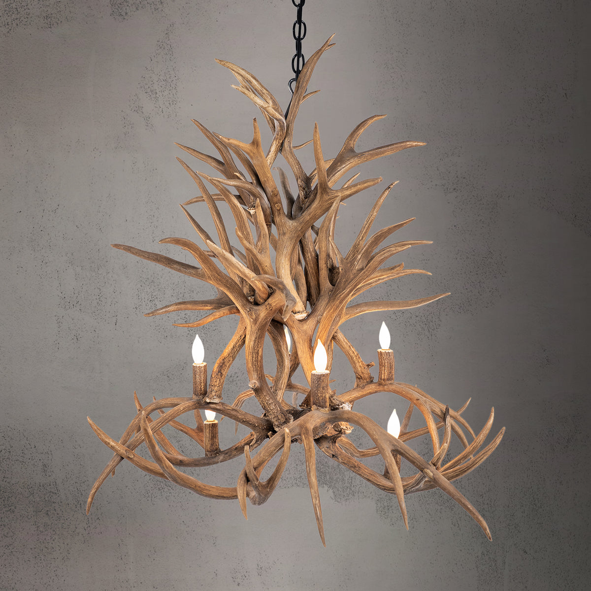 The Magnolia 8 Light Mule Deer Antler Chandelier