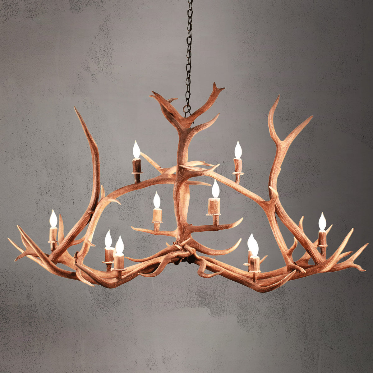 10 Light Crossbar Elk Antler Chandelier - AWC-36