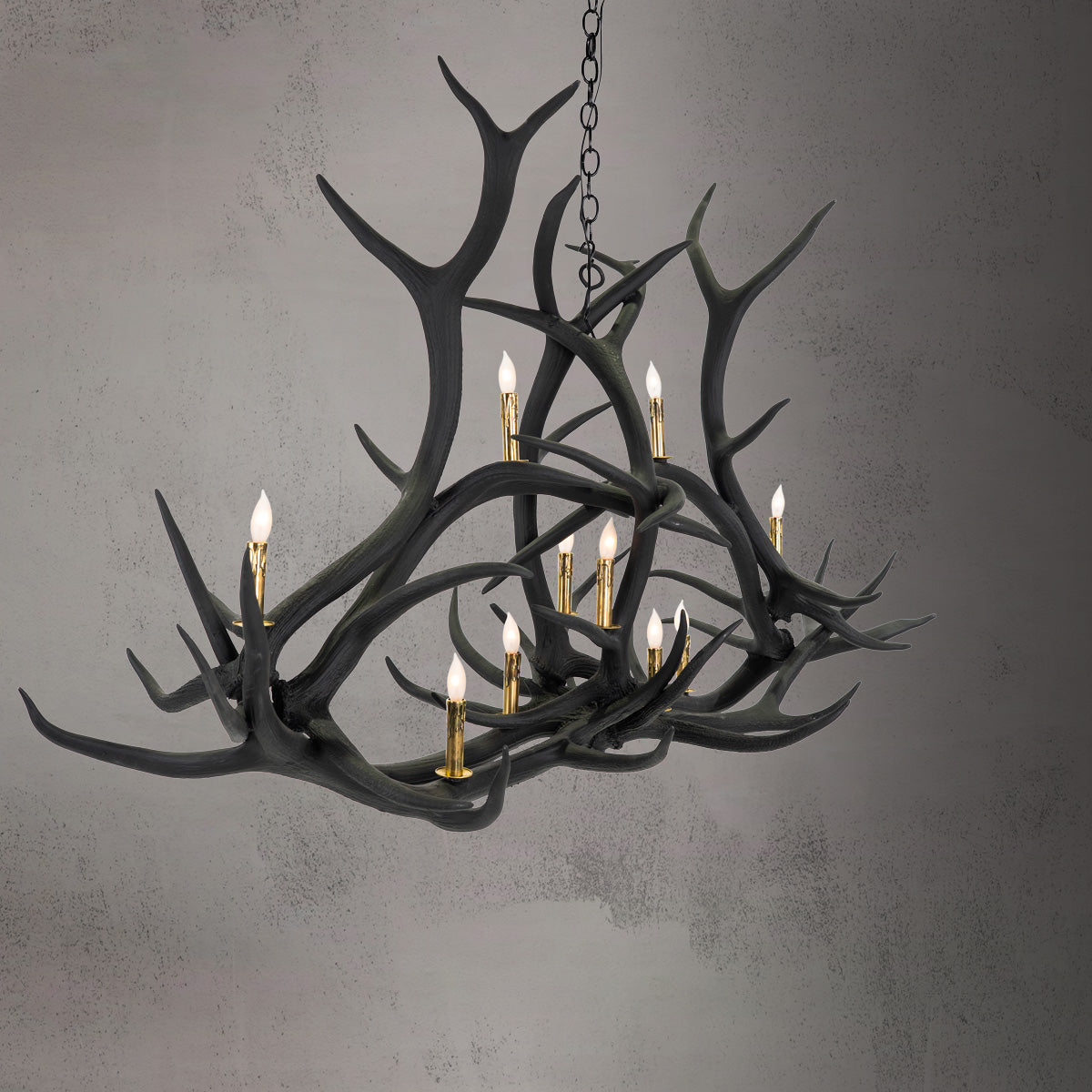 10 Light Crossbar Elk Antler Chandelier - AWC-36