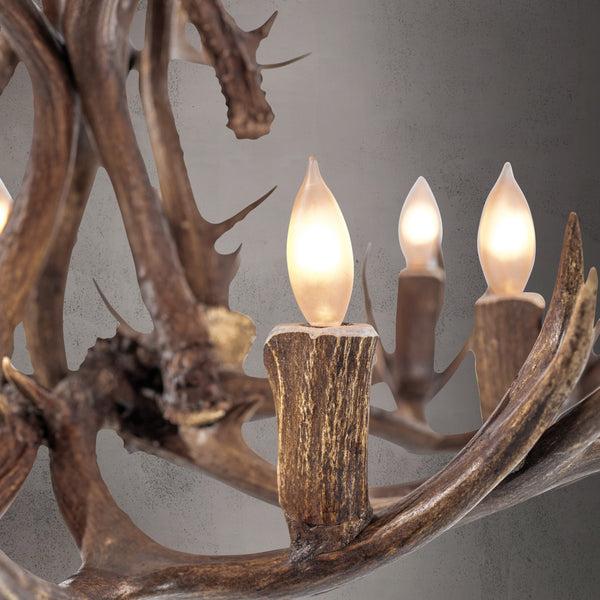 8 Light Oval Mule Deer Antler Chandelier