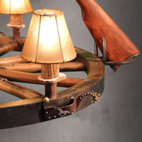 3 Light Wagon Wheel Rifle Chandelier (3 Rifles)