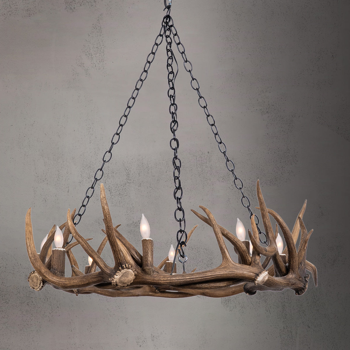 8 Light Elk Ring Chandelier