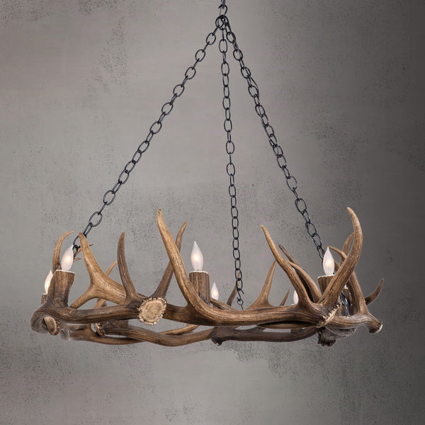 8 Light Elk Ring Chandelier
