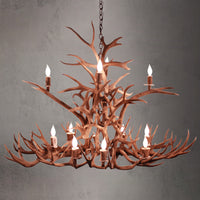 12 Light Elongated Elk & Mule Antler Chandelier - AWC-91