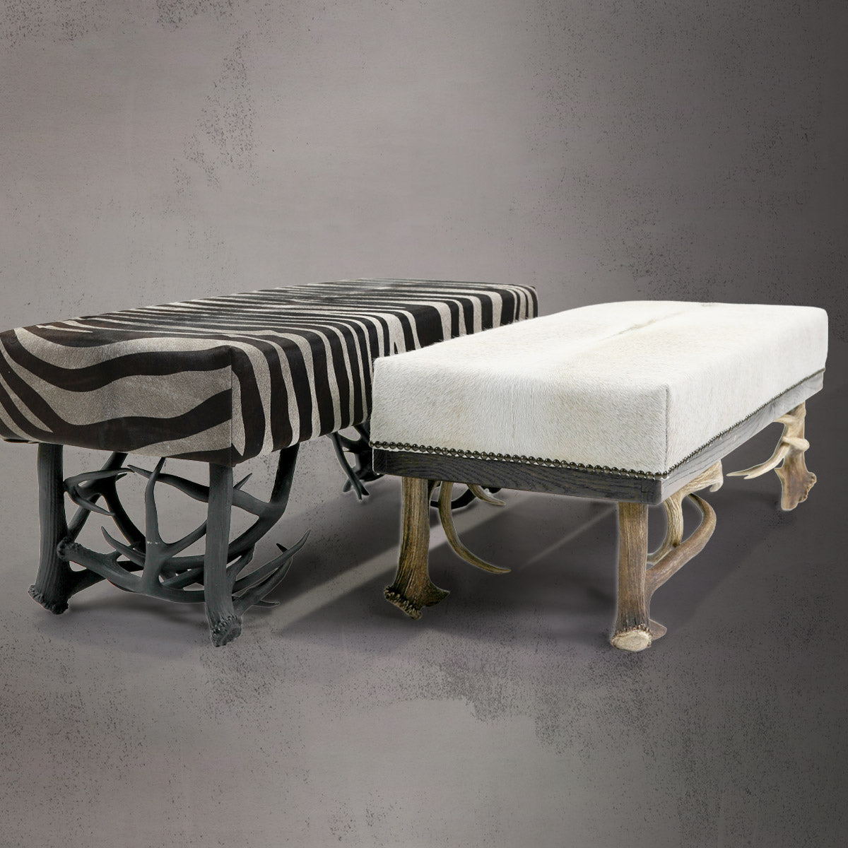 Antler Bench w/Cowhide B-1 & B-2