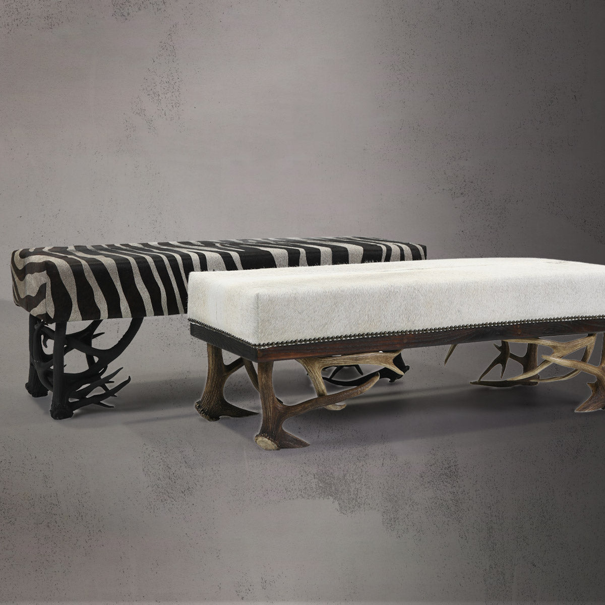 Antler Bench w/Cowhide B-1 & B-2