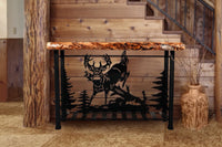 AntlerWorx Buck Aspen Wood Table Brown Finish 30 in. H x 50 in. W