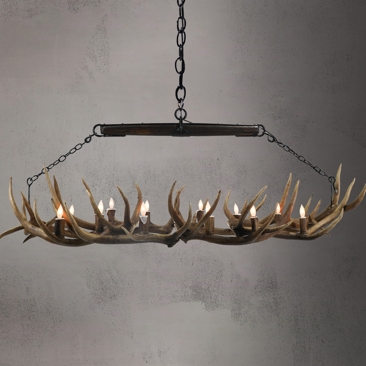Linear Elk and Yoke Chandelier - AWC-262
