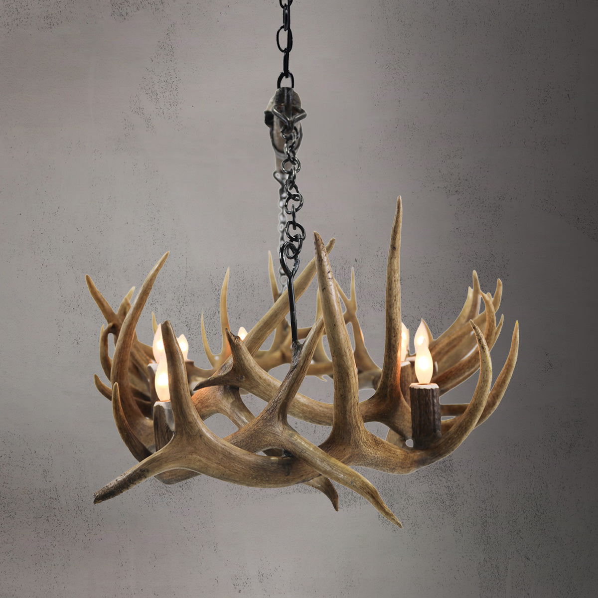 Linear Elk and Yoke Chandelier - AWC-262