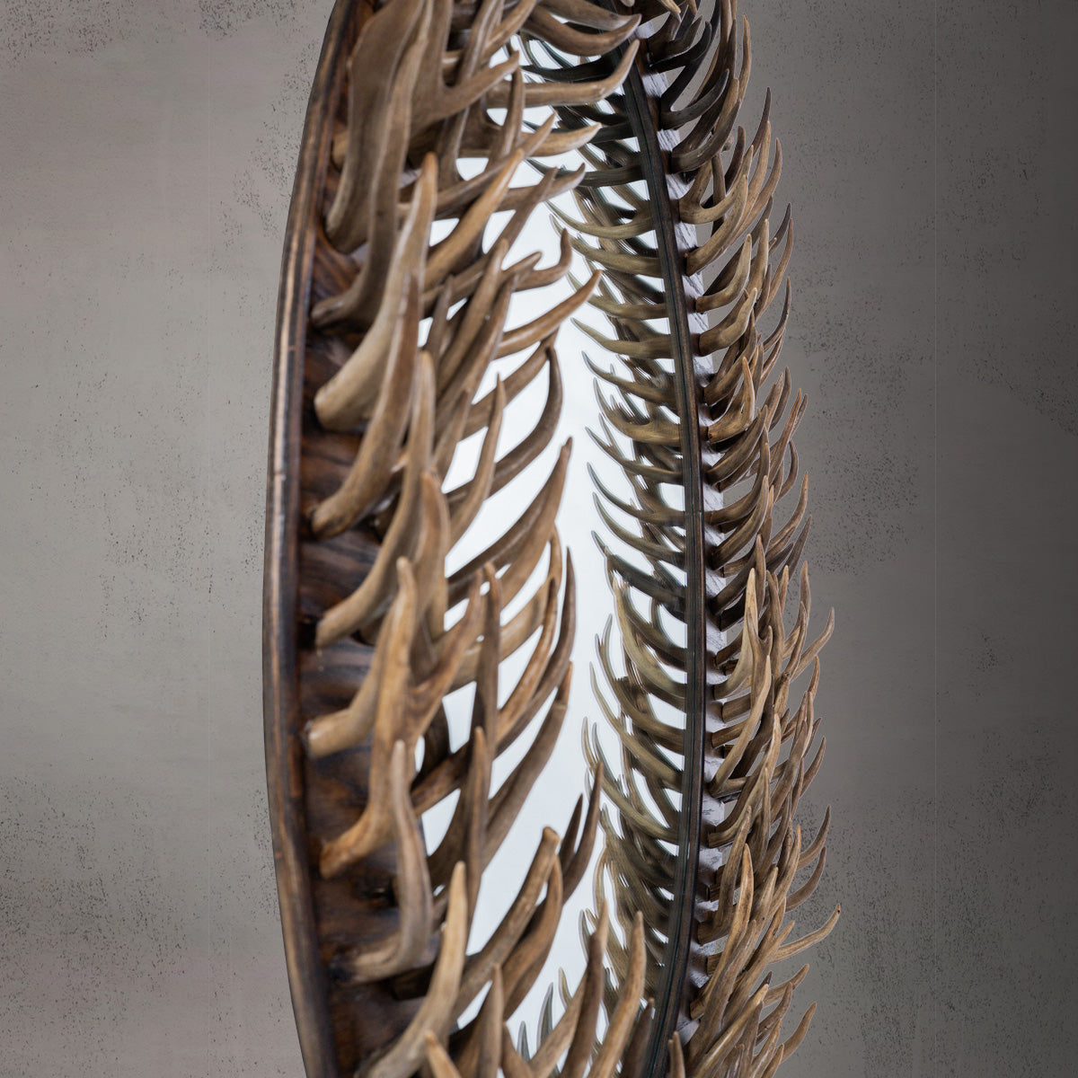 Oval Antler Fork Mirror