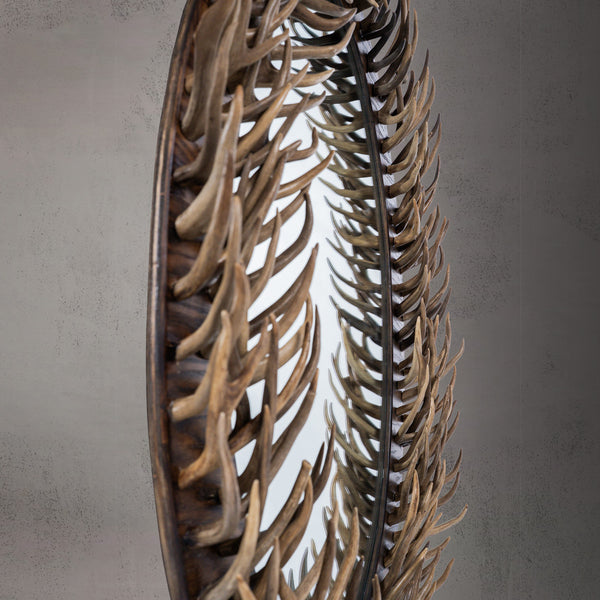 Oval Antler Fork Mirror