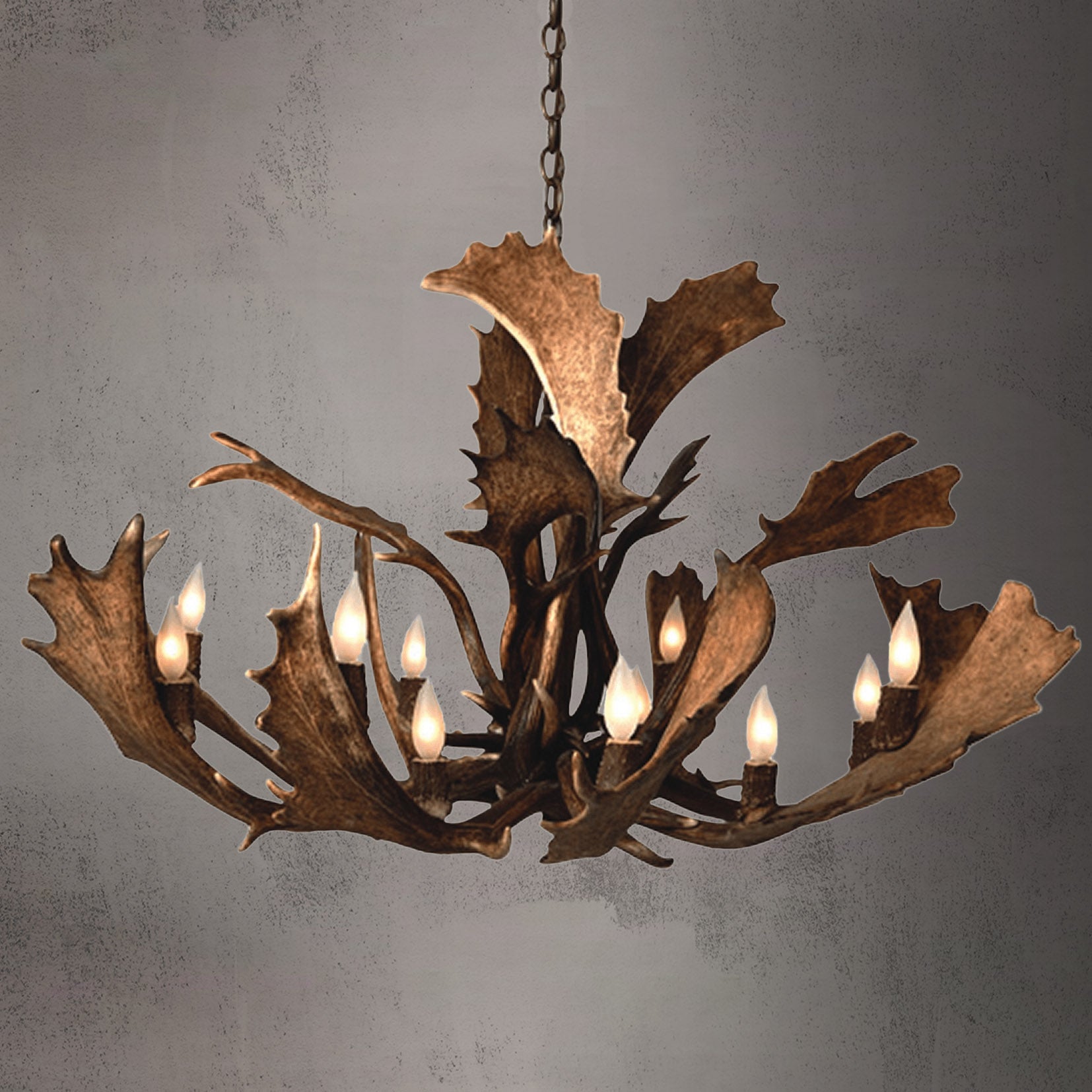 12 Light Single Tier Fallow Antler Chandelier SKU-107 – AntlerWorx