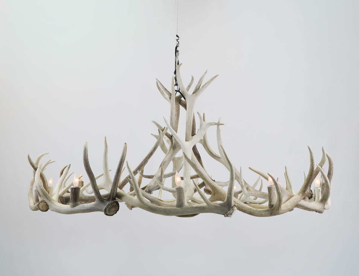 12 Light Elk Wagon Wheel Antler Chandelier SKU-156