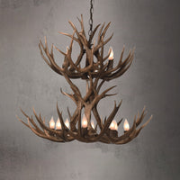 Double Tier Mule Deer Antler Chandelier - SKU 70