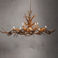 Oblong Inverted Mule Deer Antler Chandelier - SKU-77