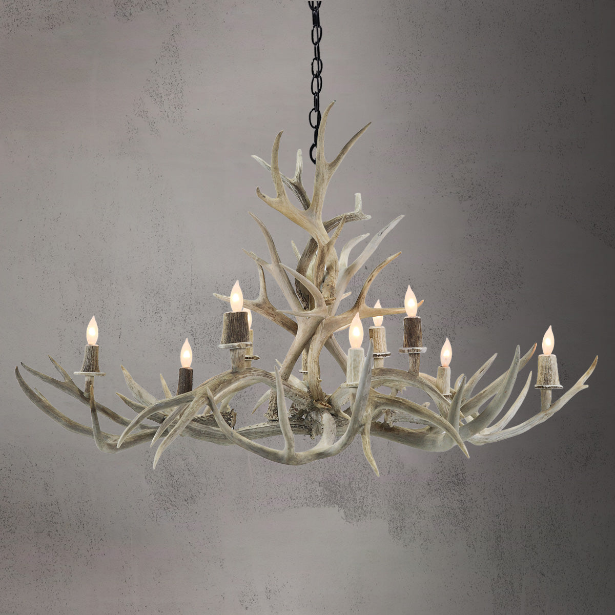 Oblong Inverted Mule Deer Antler Chandelier - SKU-77