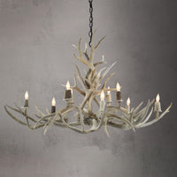 Oblong Inverted Mule Deer Antler Chandelier - SKU-77