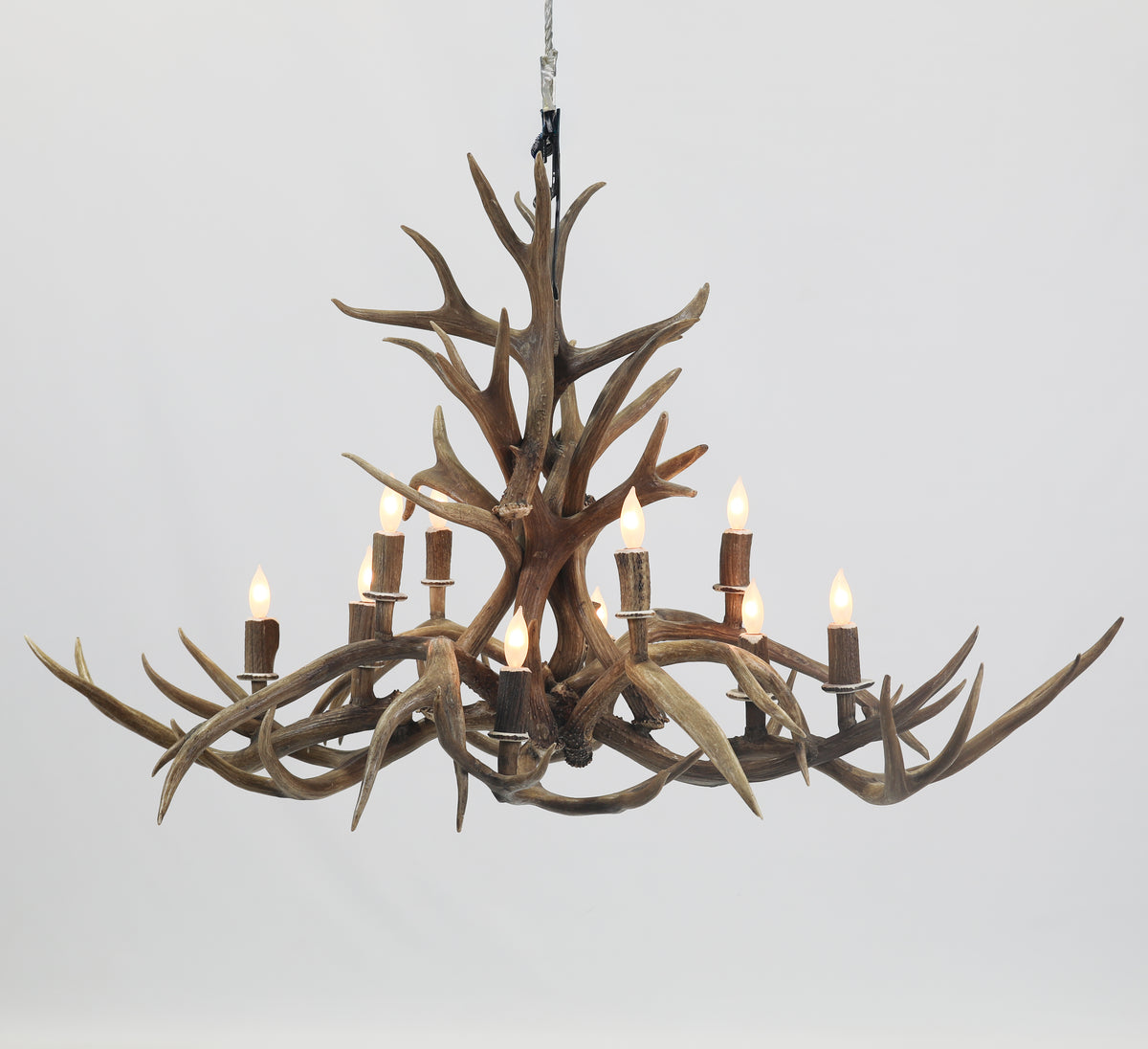 Oblong Inverted Mule Deer Antler Chandelier - SKU-77