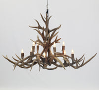 Oblong Inverted Mule Deer Antler Chandelier - SKU-77