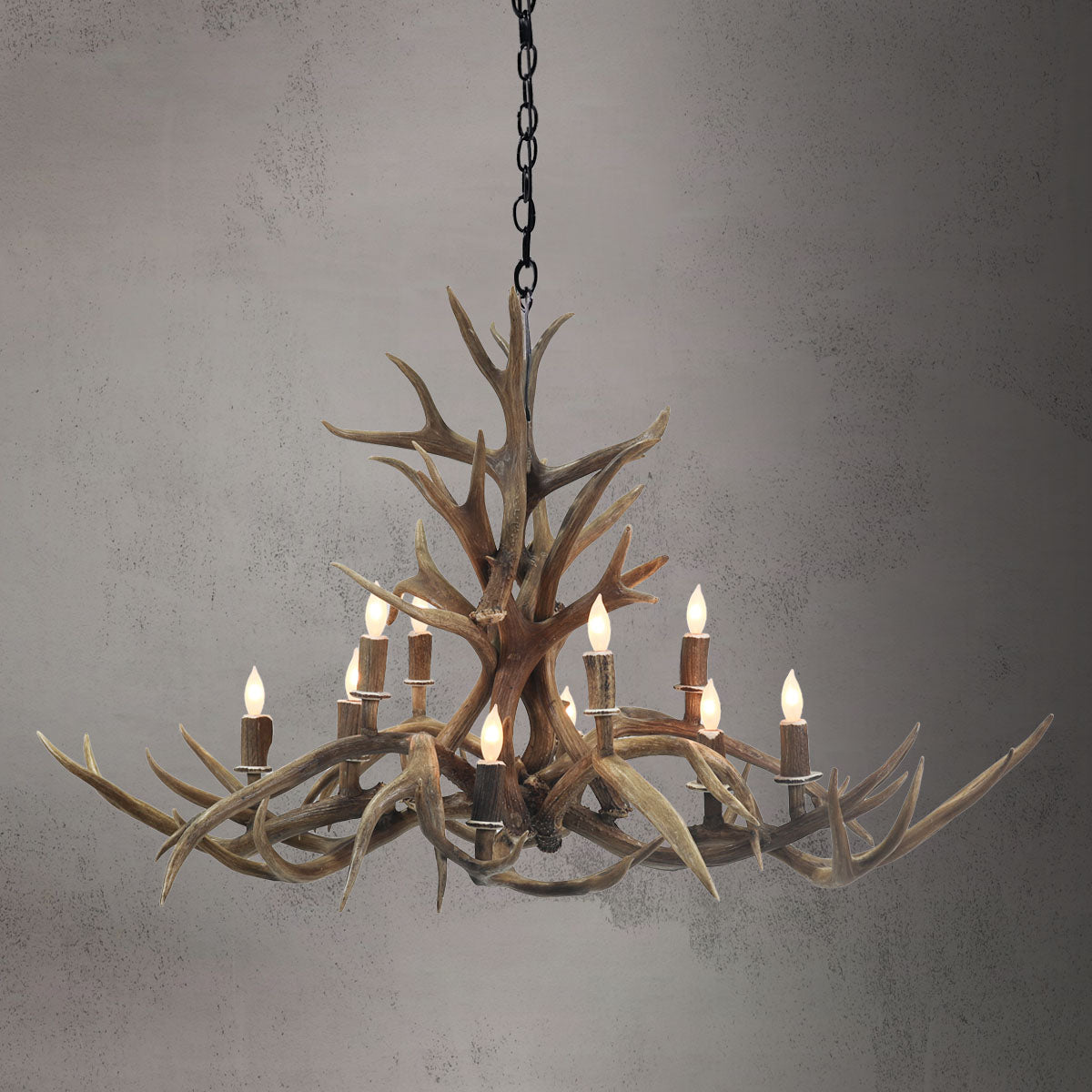 Oblong Inverted Mule Deer Antler Chandelier - SKU-77