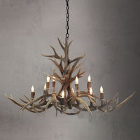 Oblong Inverted Mule Deer Antler Chandelier - SKU-77