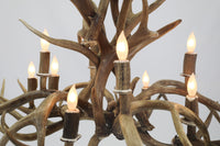 Oblong Inverted Mule Deer Antler Chandelier - SKU-77