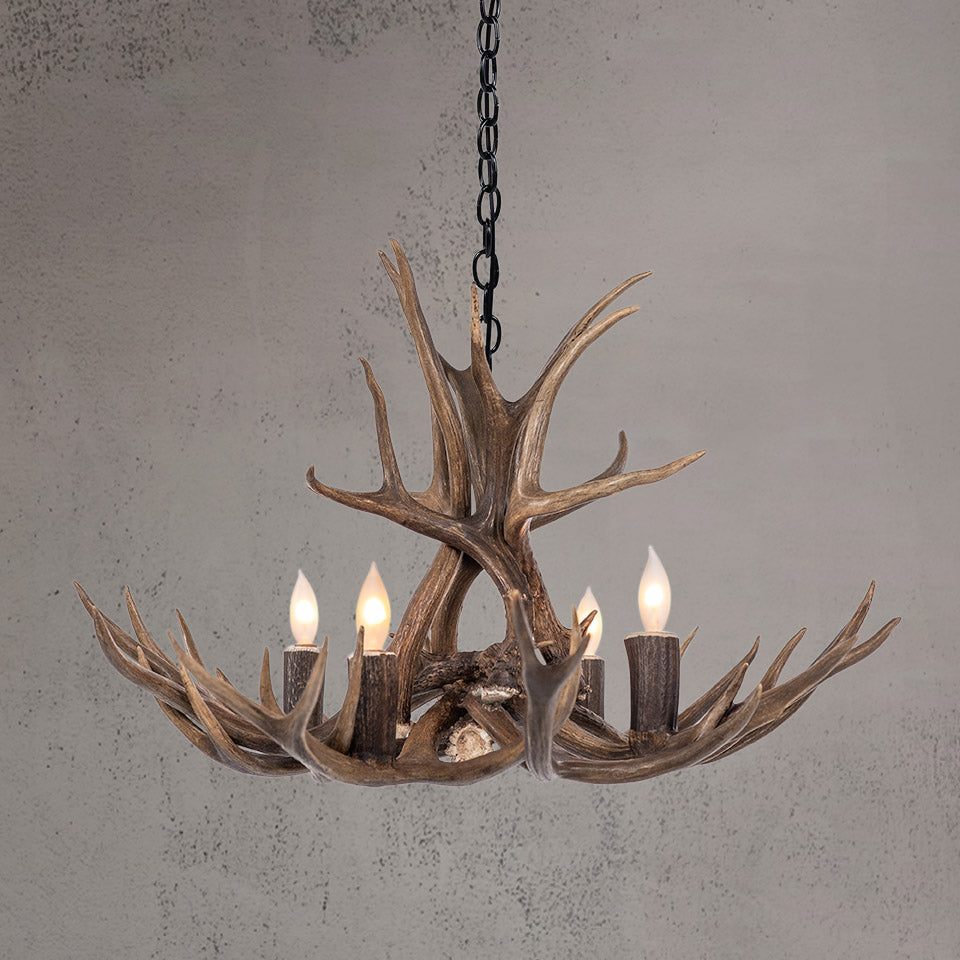 4 Light Mule Deer Antler Chandelier - AWC-9