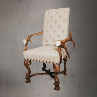Elk Horn Arm Linen Tufted Chair