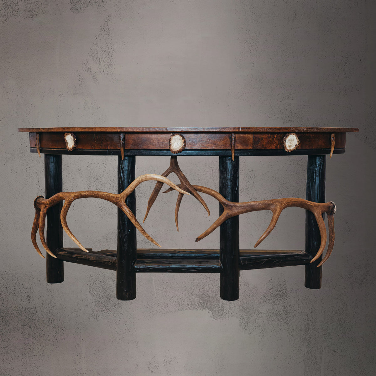 Demi Lune Oak & Antler Accent Sofa Table