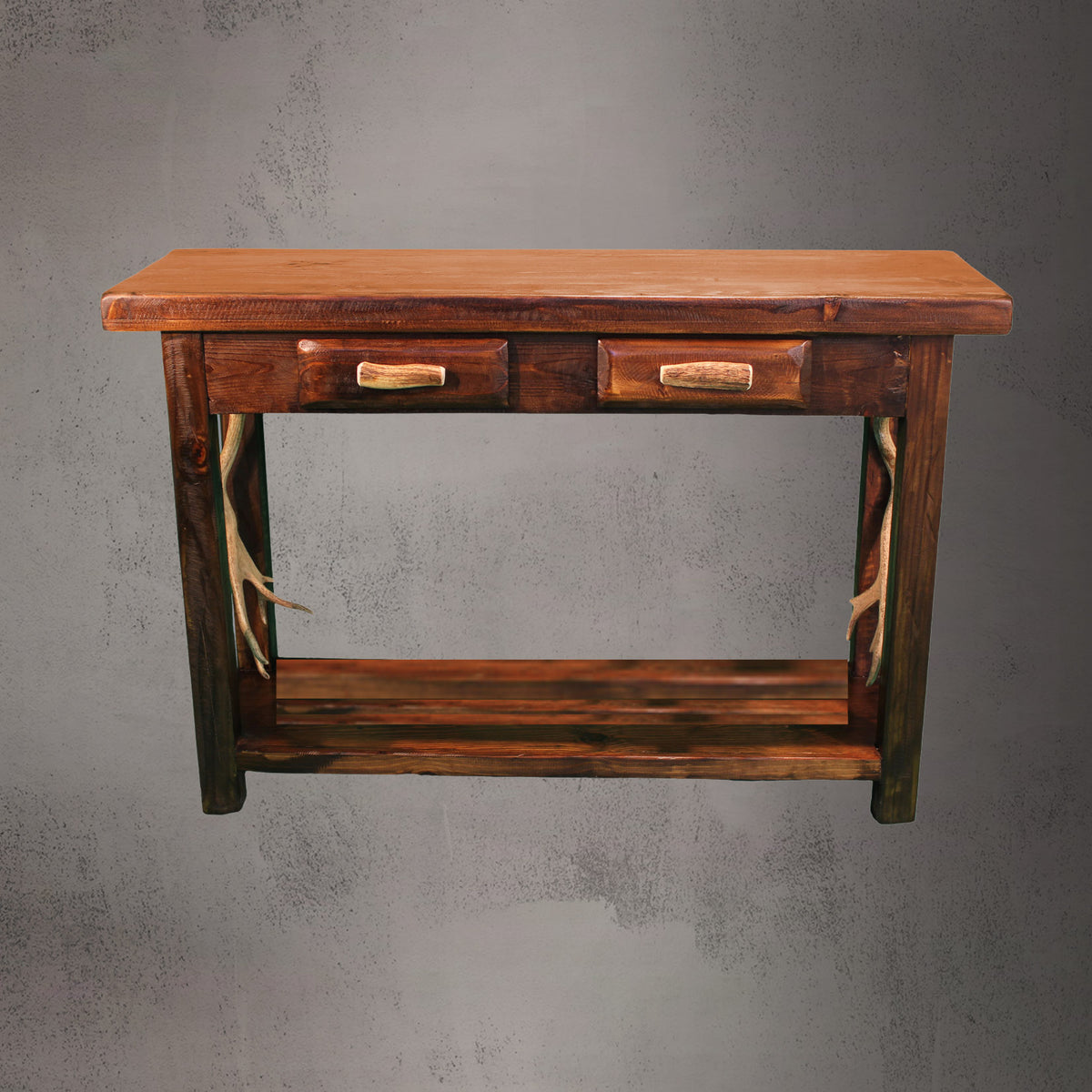 Pine Sofa Table with Antler Handles