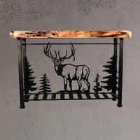 AntlerWorx Buck Aspen Wood Table Brown Finish 30 in. H x 50 in. W