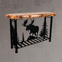 AntlerWorx Elk Aspen Wood Table Brown Finish 30 in. H x 50 in. W