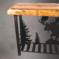 AntlerWorx Elk Aspen Wood Table Brown Finish 30 in. H x 50 in. W