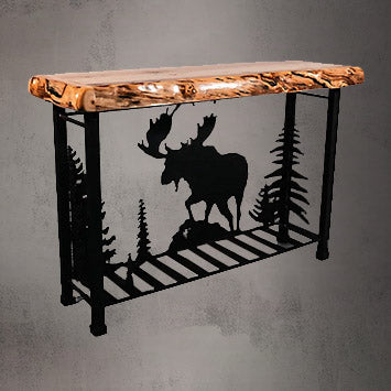 AntlerWorx Elk Aspen Wood Table Brown Finish 30 in. H x 50 in. W